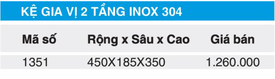 Bảng giá kệ gia vị 2 tầng Higold 1351