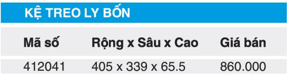 Bảng giá kệ treo ly Higold 412041
