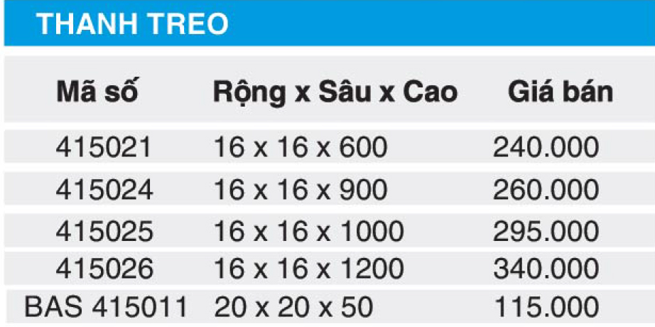 Bảng giá thanh treo Higold 415021