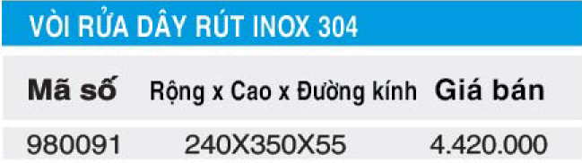 Bảng giá vòi rửa Higold 980091