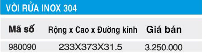 Bảng giá vòi rửa Higold 980090
